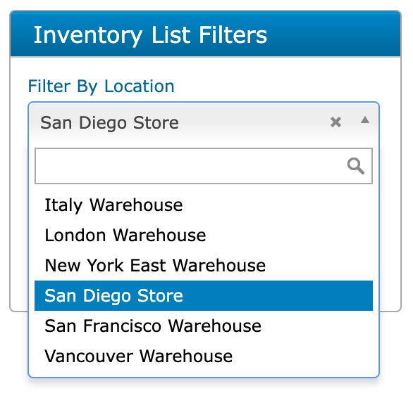 Filter inventory list by location