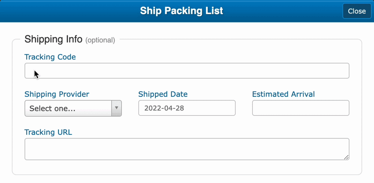 Shipment tracking autofill